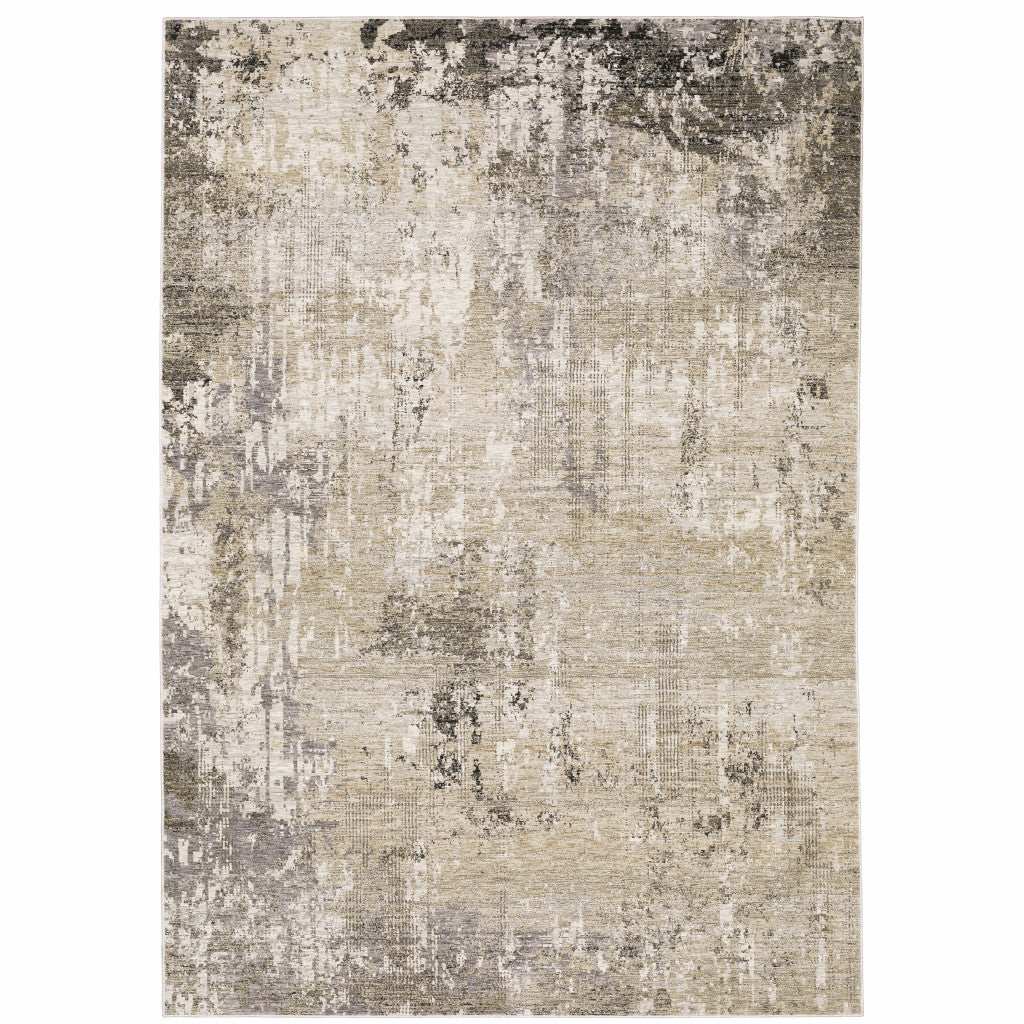 5' X 8' Beige Grey Ivory Tan And Brown Abstract Power Loom Stain Resistant Area Rug - Homeroots - Flyclothing LLC