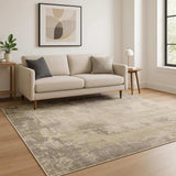 5' X 8' Beige Grey Ivory Tan And Brown Abstract Power Loom Stain Resistant Area Rug - Homeroots - Flyclothing LLC