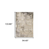 8' X 11' Beige Grey Ivory Tan And Brown Abstract Power Loom Stain Resistant Area Rug - Homeroots - Flyclothing LLC