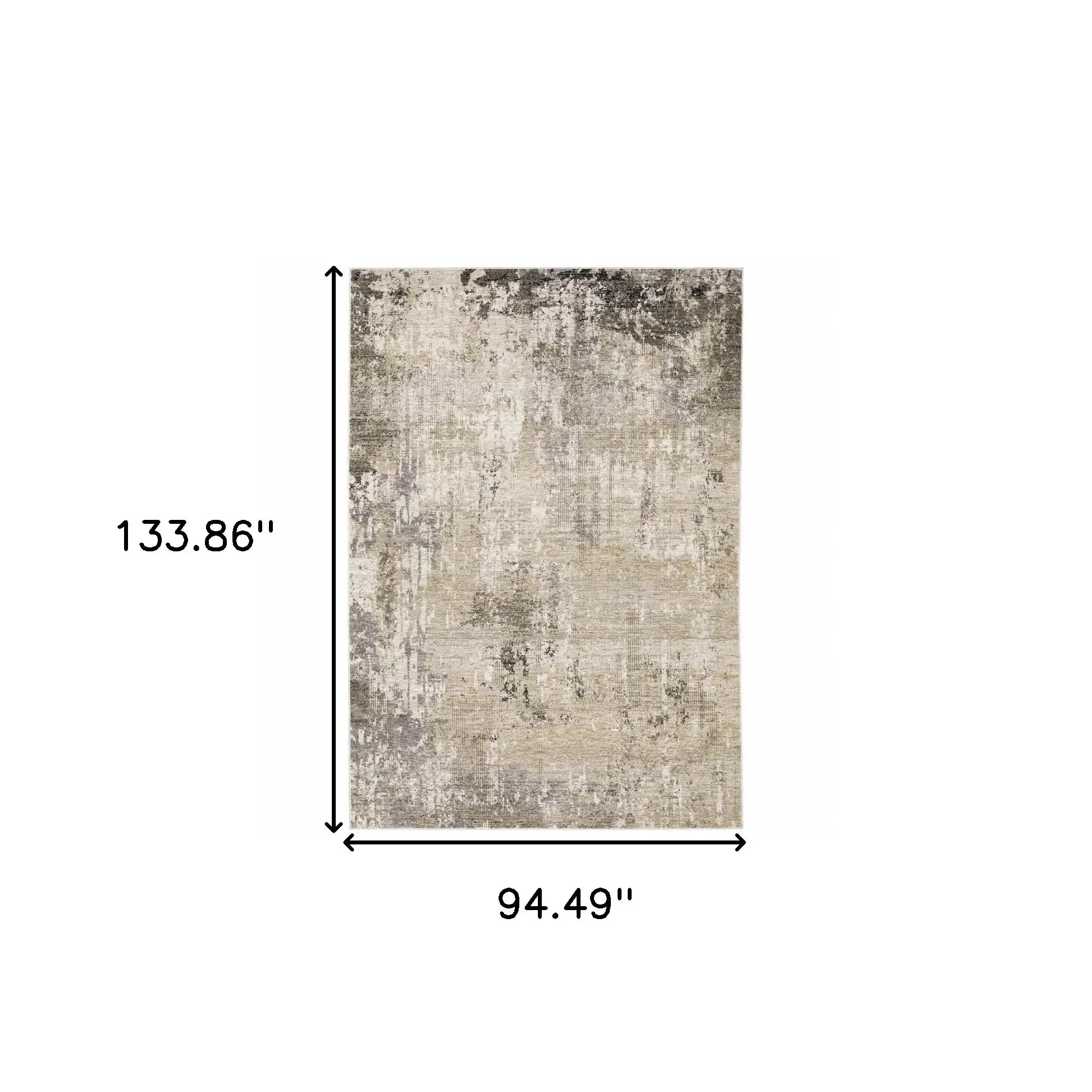 8' X 11' Beige Grey Ivory Tan And Brown Abstract Power Loom Stain Resistant Area Rug - Homeroots - Flyclothing LLC