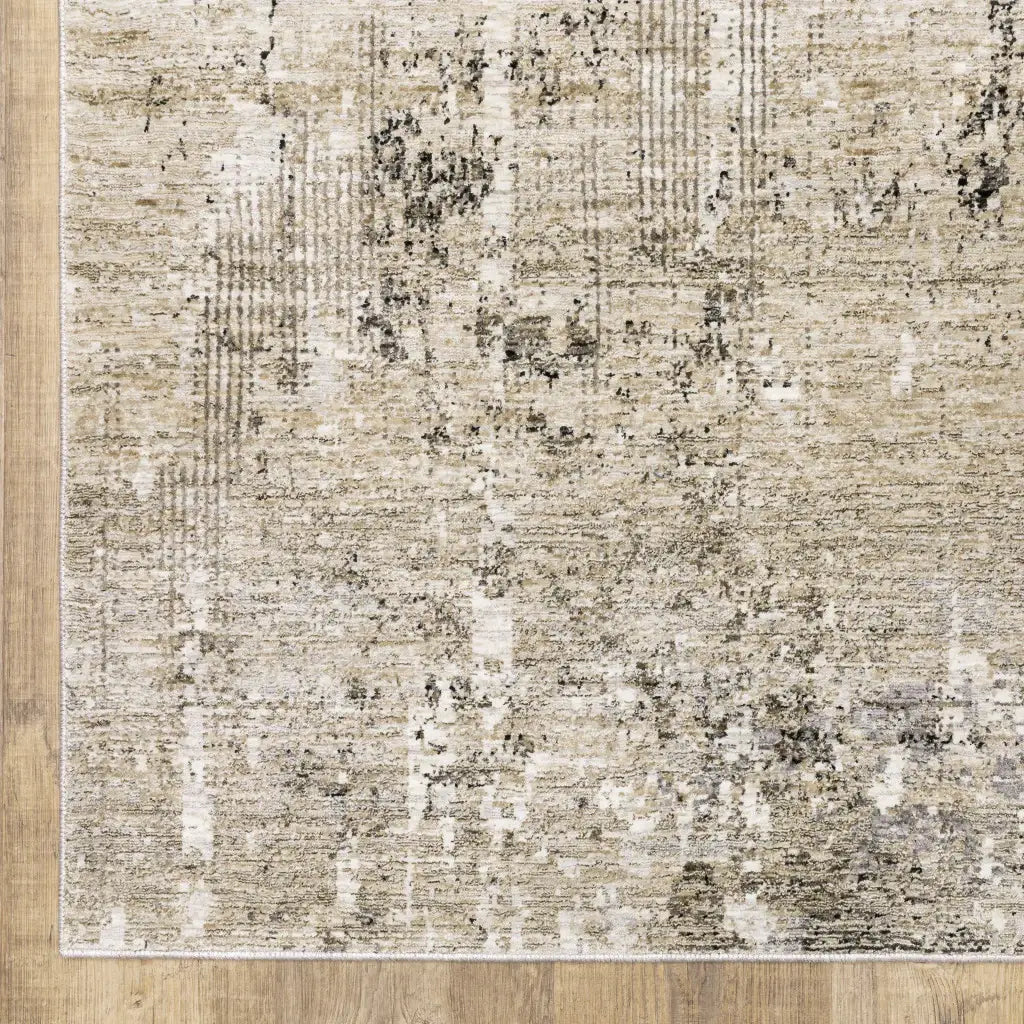 8' X 11' Beige Grey Ivory Tan And Brown Abstract Power Loom Stain Resistant Area Rug - Homeroots - Flyclothing LLC