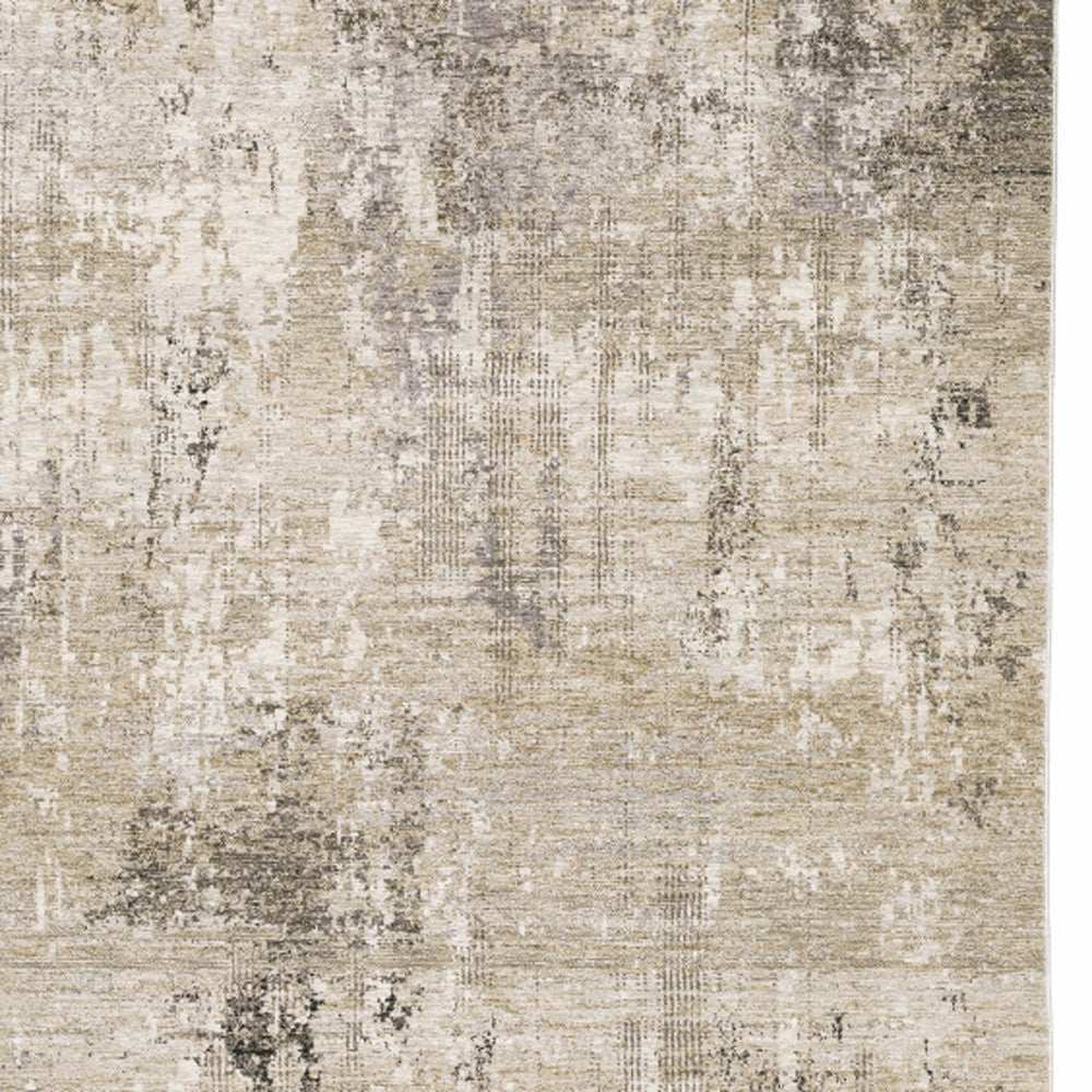 10' X 13' Beige Grey Ivory Tan And Brown Abstract Power Loom Stain Resistant Area Rug - Homeroots - Flyclothing LLC