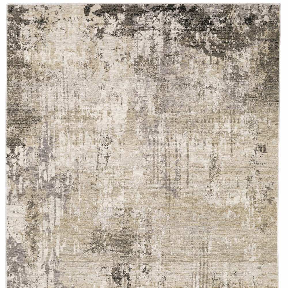 10' X 13' Beige Grey Ivory Tan And Brown Abstract Power Loom Stain Resistant Area Rug - Homeroots - Flyclothing LLC