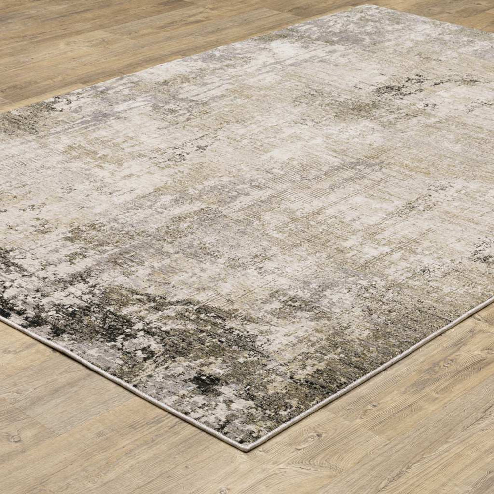 10' X 13' Beige Grey Ivory Tan And Brown Abstract Power Loom Stain Resistant Area Rug - Homeroots - Flyclothing LLC