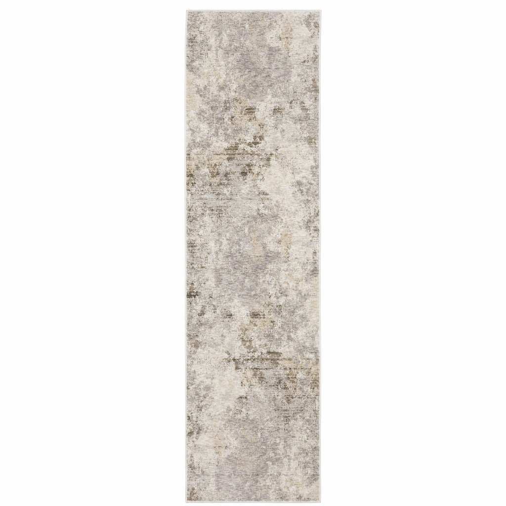 2' X 8' Beige Ivory Tan Grey And Brown Abstract Power Loom Stain Resistant Runner Rug - Homeroots - Flyclothing LLC