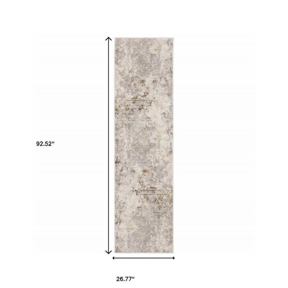 2' X 8' Beige Ivory Tan Grey And Brown Abstract Power Loom Stain Resistant Runner Rug - Homeroots - Flyclothing LLC