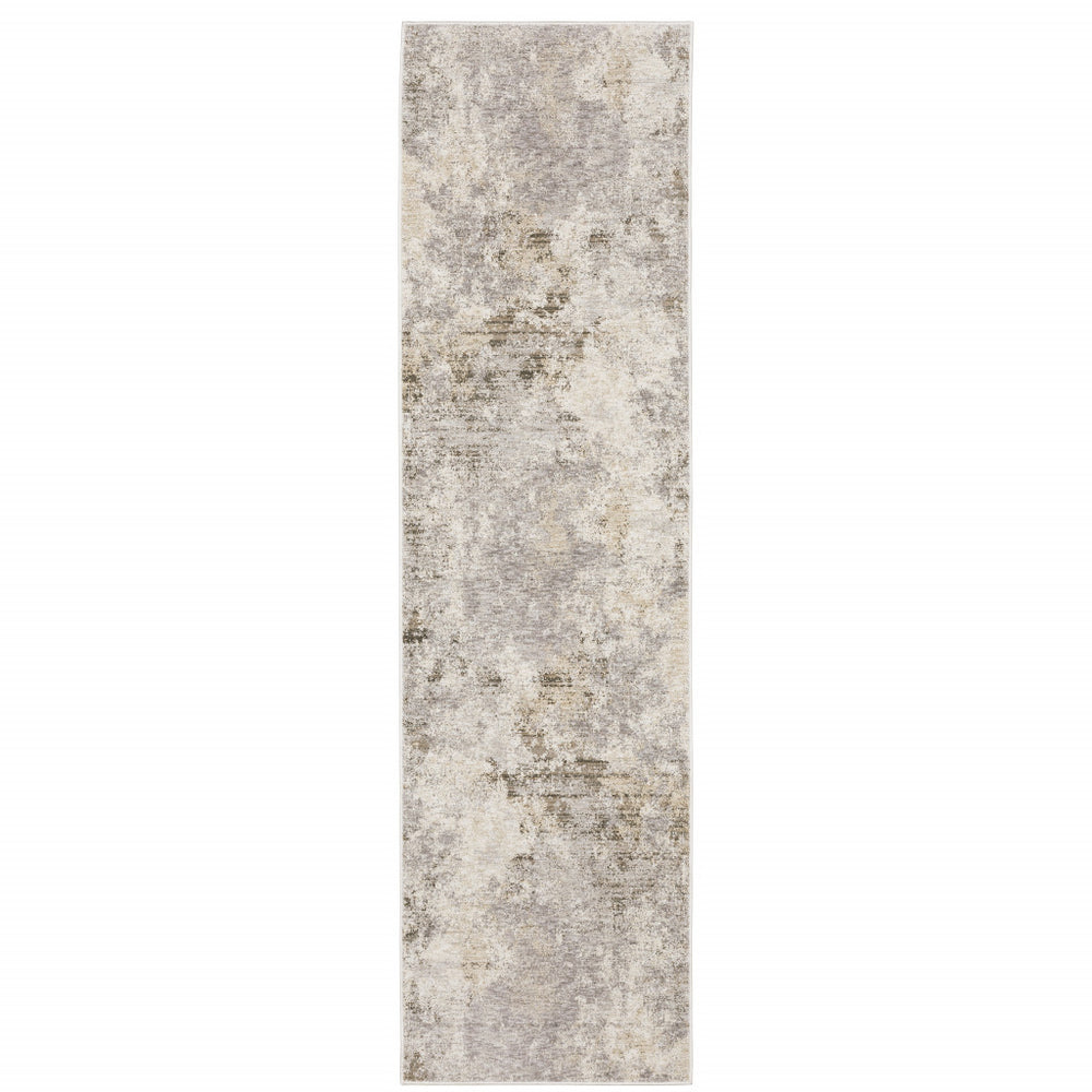 2' X 8' Beige Ivory Tan Grey And Brown Abstract Power Loom Stain Resistant Runner Rug - Homeroots