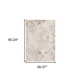 3' X 5' Beige Ivory Tan Grey And Brown Abstract Power Loom Stain Resistant Area Rug - Homeroots - Flyclothing LLC