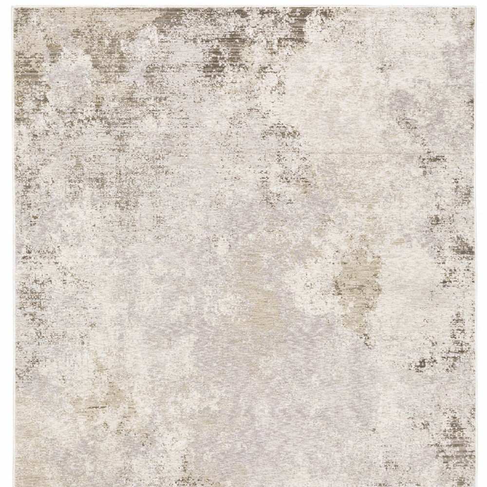 10' X 13' Beige Ivory Tan Grey And Brown Abstract Power Loom Stain Resistant Area Rug - Homeroots - Flyclothing LLC