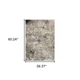 3' X 5' Grey Ivory Beige Charcoal Black Tan And Brown Abstract Power Loom Stain Resistant Area Rug - Homeroots - Flyclothing LLC
