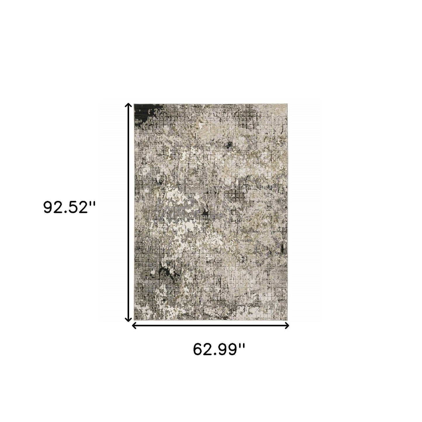 5' X 8' Grey Ivory Beige Charcoal Black Tan And Brown Abstract Power Loom Stain Resistant Area Rug - Homeroots - Flyclothing LLC
