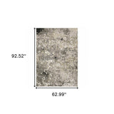 5' X 8' Grey Ivory Beige Charcoal Black Tan And Brown Abstract Power Loom Stain Resistant Area Rug - Homeroots - Flyclothing LLC