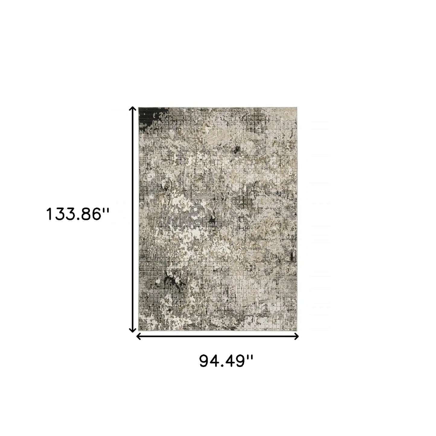 8' X 11' Grey Ivory Beige Charcoal Black Tan And Brown Abstract Power Loom Stain Resistant Area Rug - Homeroots - Flyclothing LLC
