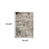 8' X 11' Grey Ivory Beige Charcoal Black Tan And Brown Abstract Power Loom Stain Resistant Area Rug - Homeroots - Flyclothing LLC