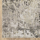8' X 11' Grey Ivory Beige Charcoal Black Tan And Brown Abstract Power Loom Stain Resistant Area Rug - Homeroots - Flyclothing LLC