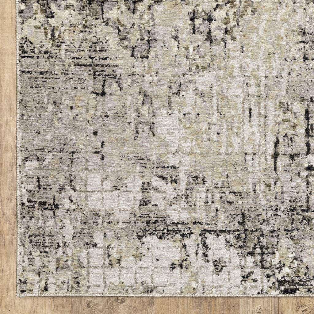 8' X 11' Grey Ivory Beige Charcoal Black Tan And Brown Abstract Power Loom Stain Resistant Area Rug - Homeroots - Flyclothing LLC
