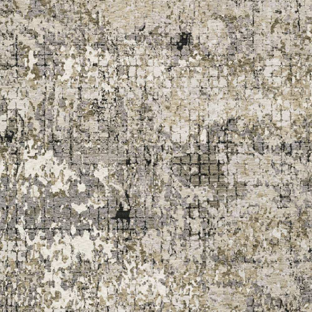 10' X 13' Grey Ivory Beige Charcoal Black Tan And Brown Abstract Power Loom Stain Resistant Area Rug - Homeroots - Flyclothing LLC