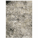 10' X 13' Grey Ivory Beige Charcoal Black Tan And Brown Abstract Power Loom Stain Resistant Area Rug - Homeroots