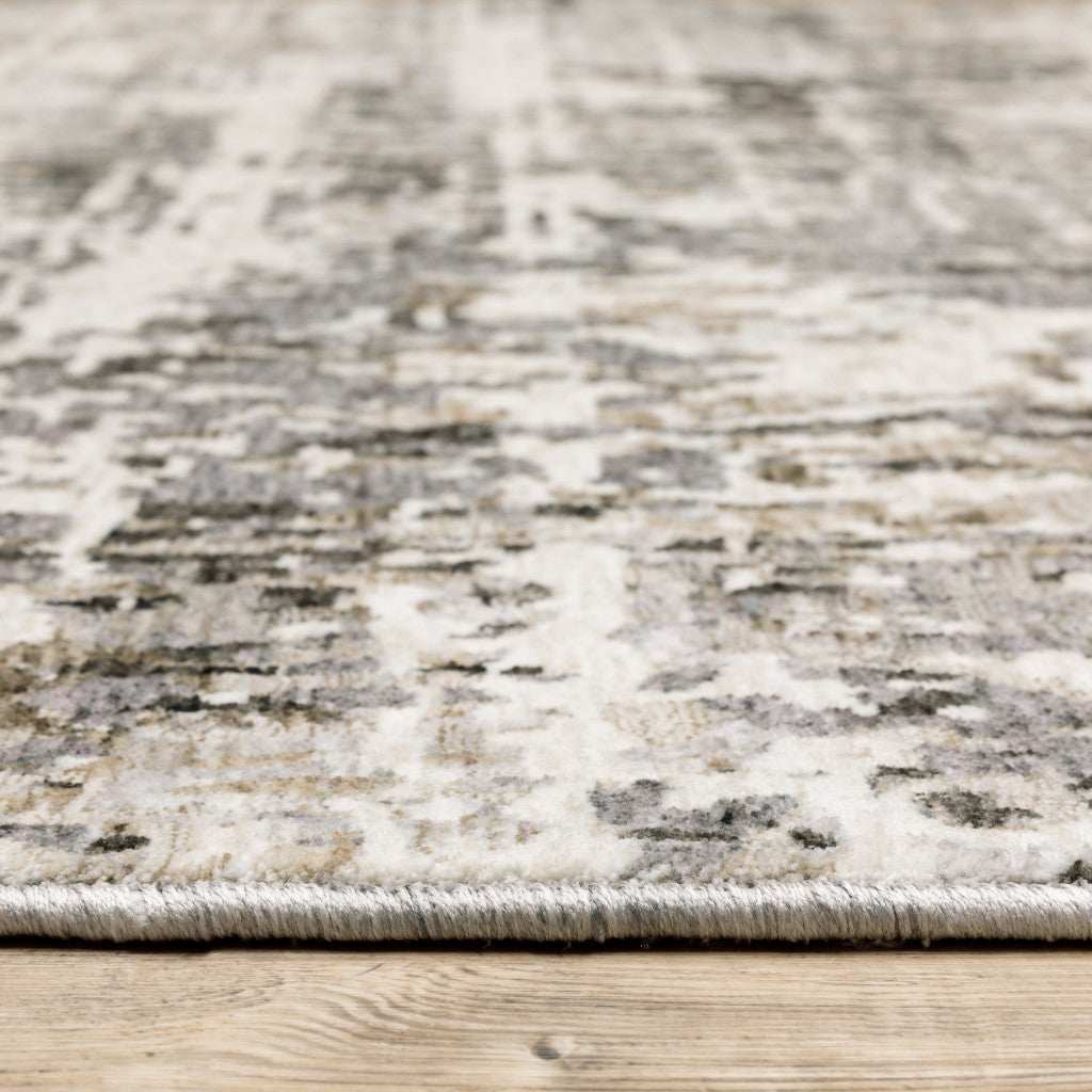 3' X 5' Grey Ivory Beige Charcoal Black Tan And Brown Abstract Power Loom Stain Resistant Area Rug - Homeroots - Flyclothing LLC