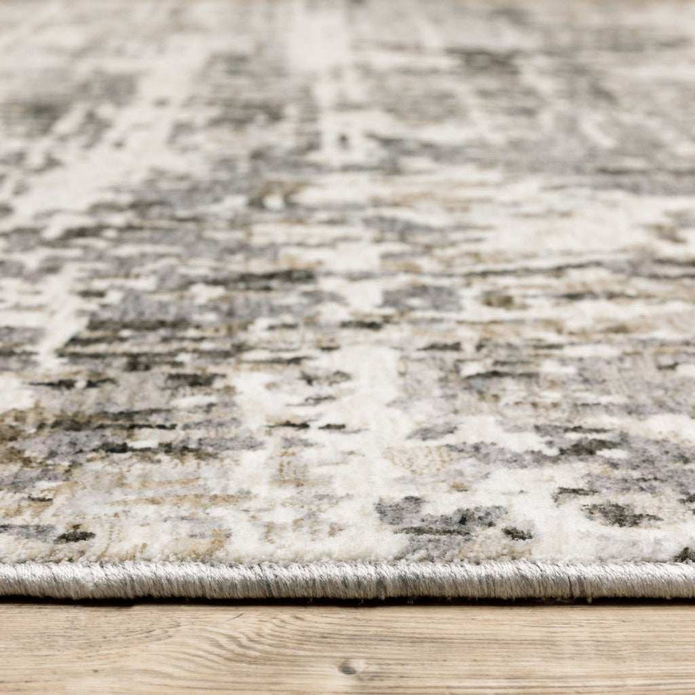 3' X 5' Grey Ivory Beige Charcoal Black Tan And Brown Abstract Power Loom Stain Resistant Area Rug - Homeroots - Flyclothing LLC
