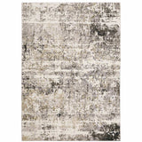 8' X 11' Grey Ivory Beige Charcoal Black Tan And Brown Abstract Power Loom Stain Resistant Area Rug - Homeroots - Flyclothing LLC