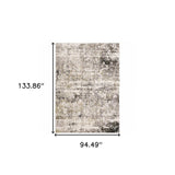 8' X 11' Grey Ivory Beige Charcoal Black Tan And Brown Abstract Power Loom Stain Resistant Area Rug - Homeroots - Flyclothing LLC