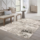 10' X 13' Grey Ivory Beige Charcoal Black Tan And Brown Abstract Power Loom Stain Resistant Area Rug - Homeroots - Flyclothing LLC
