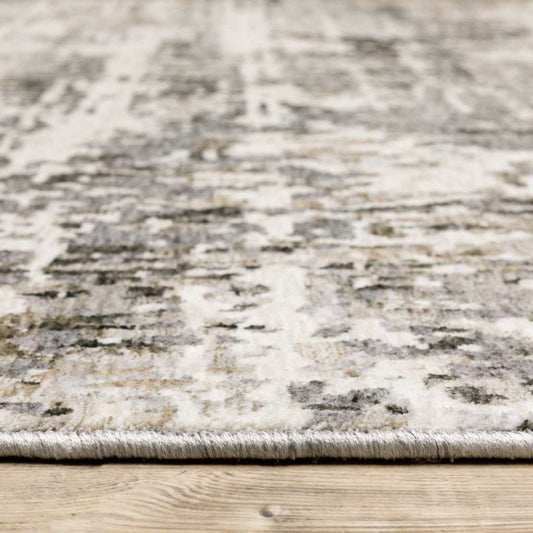 10' X 13' Grey Ivory Beige Charcoal Black Tan And Brown Abstract Power Loom Stain Resistant Area Rug - Homeroots - Flyclothing LLC