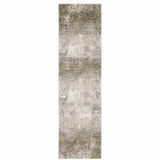 2' X 8' Ivory Grey Tan Brown And Beige Abstract Power Loom Stain Resistant Runner Rug - Homeroots - Flyclothing LLC