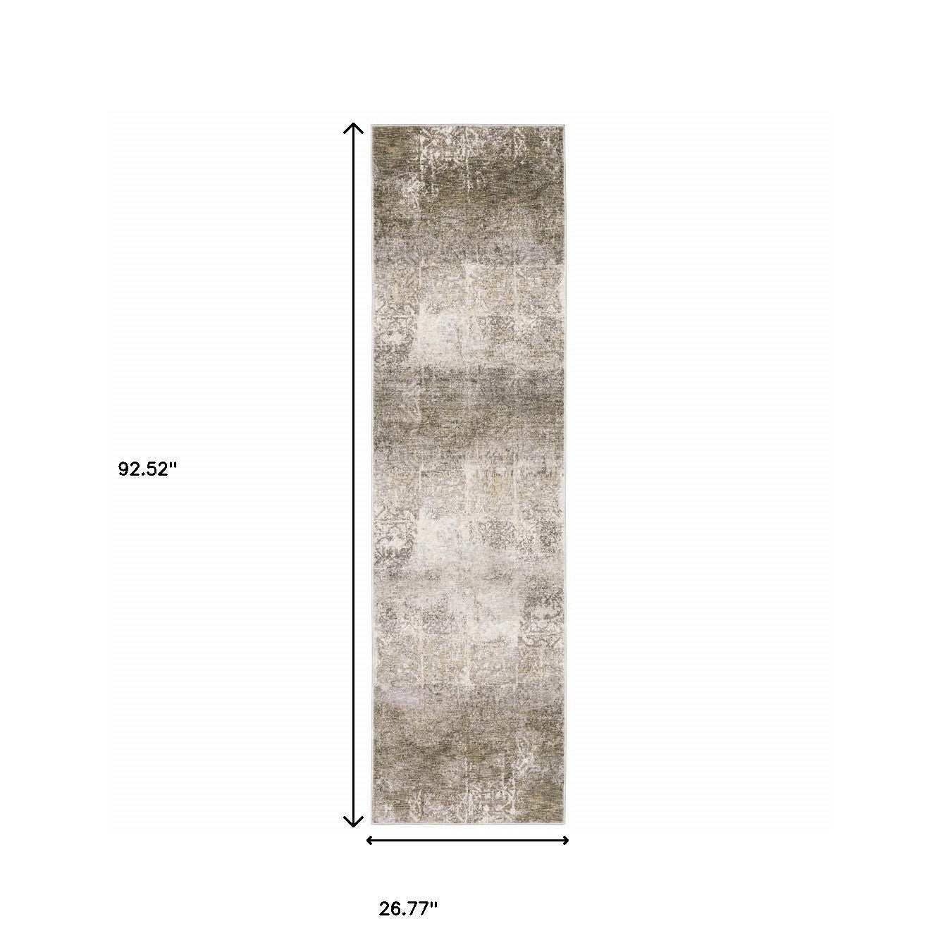 2' X 8' Ivory Grey Tan Brown And Beige Abstract Power Loom Stain Resistant Runner Rug - Homeroots - Flyclothing LLC