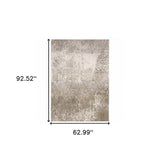 5' X 8' Ivory Grey Tan Brown And Beige Abstract Power Loom Stain Resistant Area Rug - Homeroots - Flyclothing LLC
