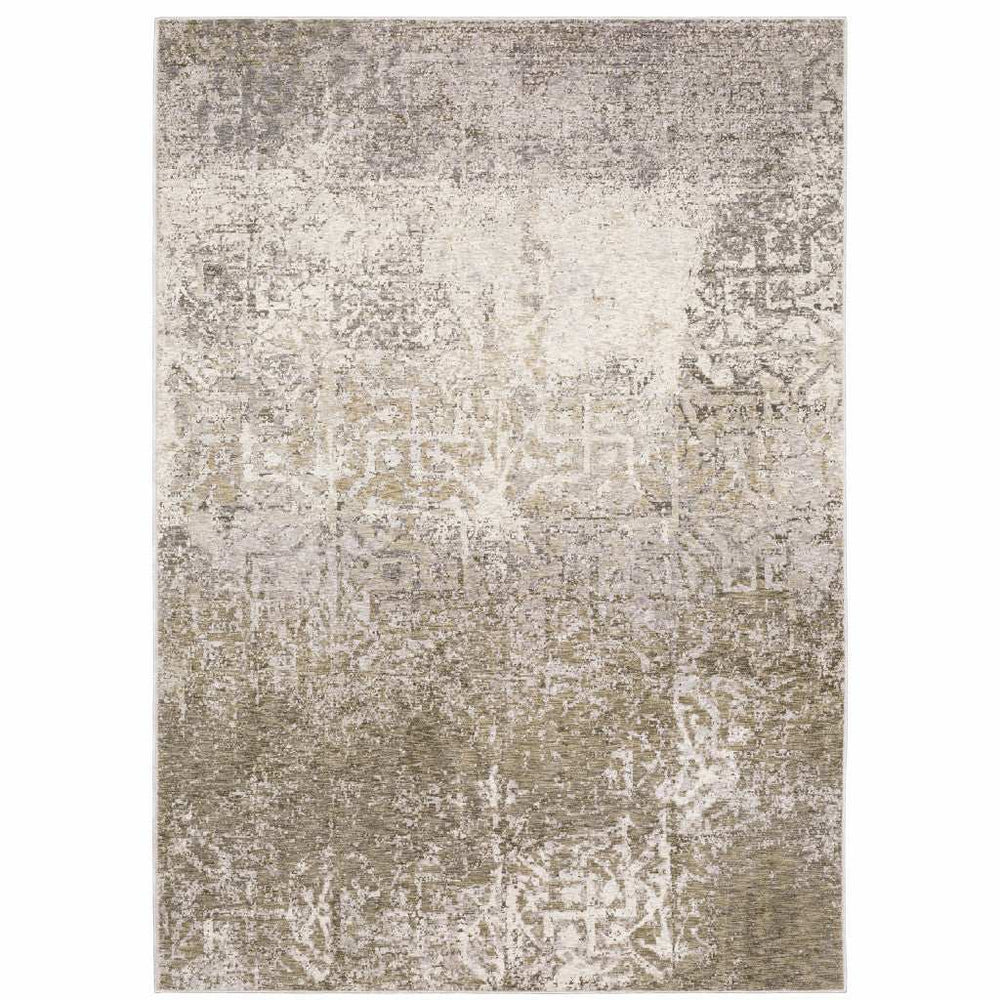 5' X 8' Ivory Grey Tan Brown And Beige Abstract Power Loom Stain Resistant Area Rug - Homeroots - Flyclothing LLC