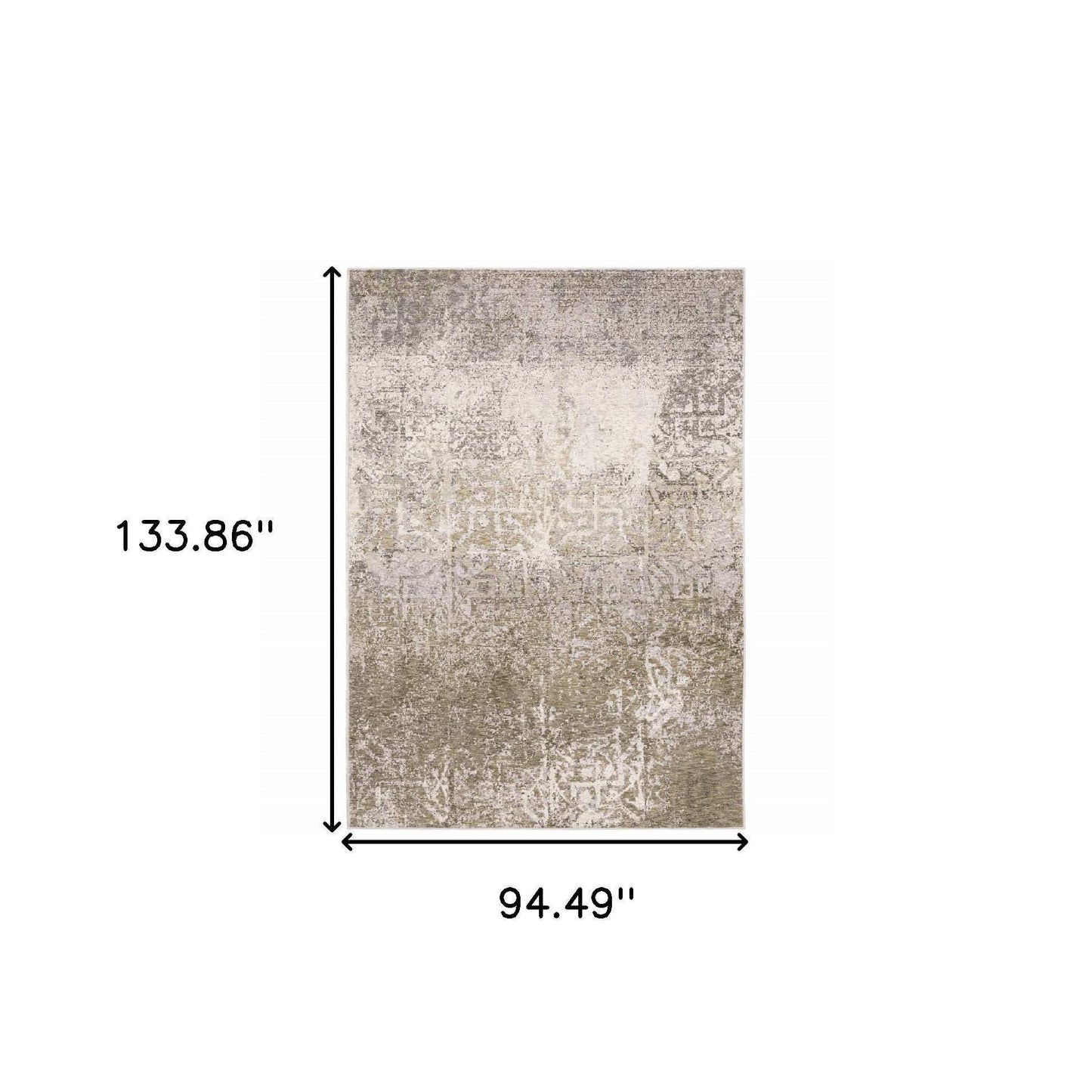 8' X 11' Ivory Grey Tan Brown And Beige Abstract Power Loom Stain Resistant Area Rug - Homeroots - Flyclothing LLC