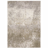 10' X 13' Ivory Grey Tan Brown And Beige Abstract Power Loom Stain Resistant Area Rug - Homeroots