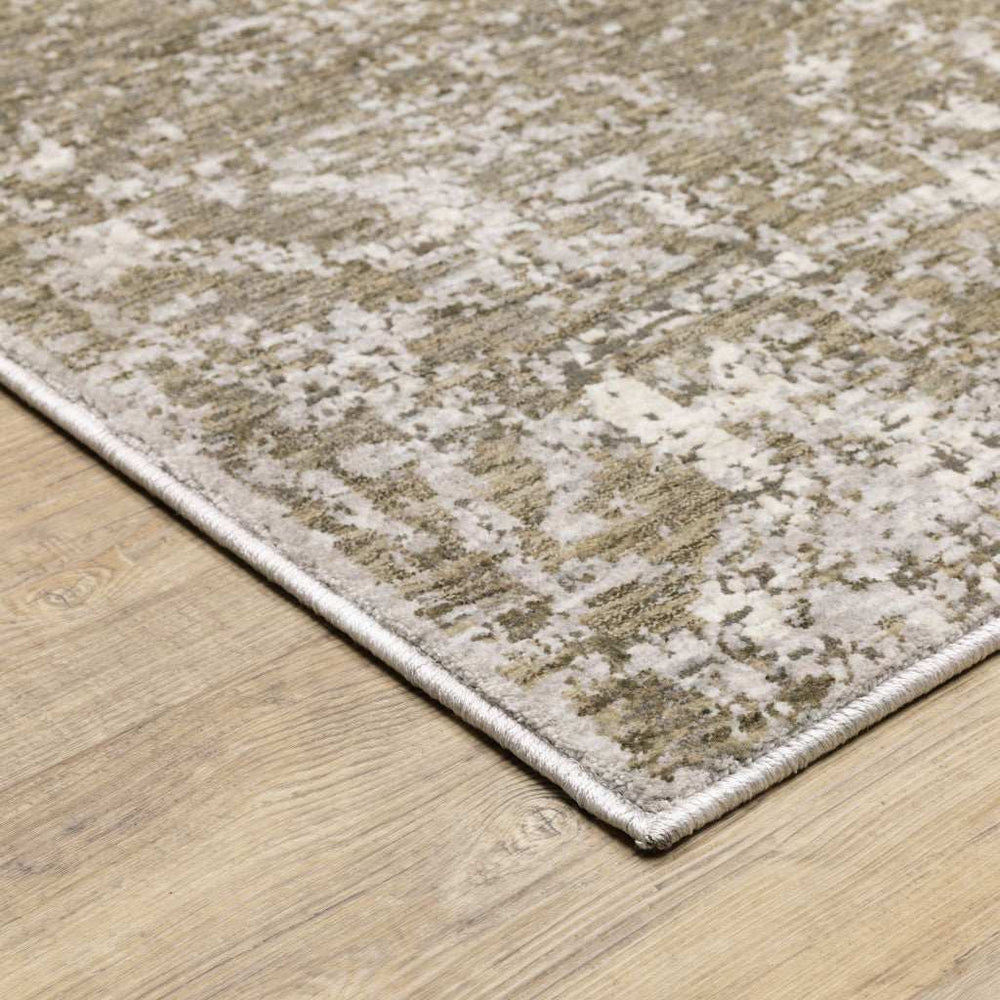 10' X 13' Ivory Grey Tan Brown And Beige Abstract Power Loom Stain Resistant Area Rug - Homeroots - Flyclothing LLC