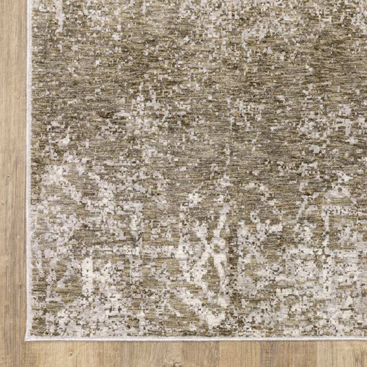10' X 13' Ivory Grey Tan Brown And Beige Abstract Power Loom Stain Resistant Area Rug - Homeroots - Flyclothing LLC