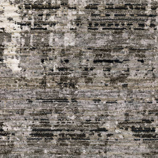 2' X 8' Grey Beige Charcoal Brown Tan And Ivory Abstract Power Loom Stain Resistant Runner Rug - Homeroots - Flyclothing LLC