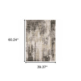 3' X 5' Grey Beige Charcoal Brown Tan And Ivory Abstract Power Loom Stain Resistant Area Rug - Homeroots - Flyclothing LLC