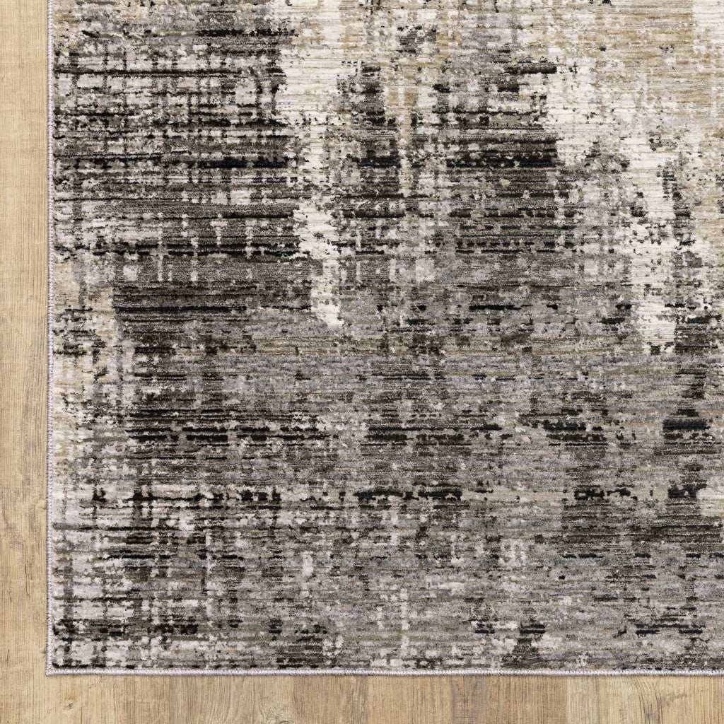 5' X 8' Grey Beige Charcoal Brown Tan And Ivory Abstract Power Loom Stain Resistant Area Rug - Homeroots - Flyclothing LLC