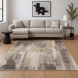 6' X 9' Grey Beige Charcoal Brown Tan And Ivory Abstract Power Loom Stain Resistant Area Rug - Homeroots - Flyclothing LLC