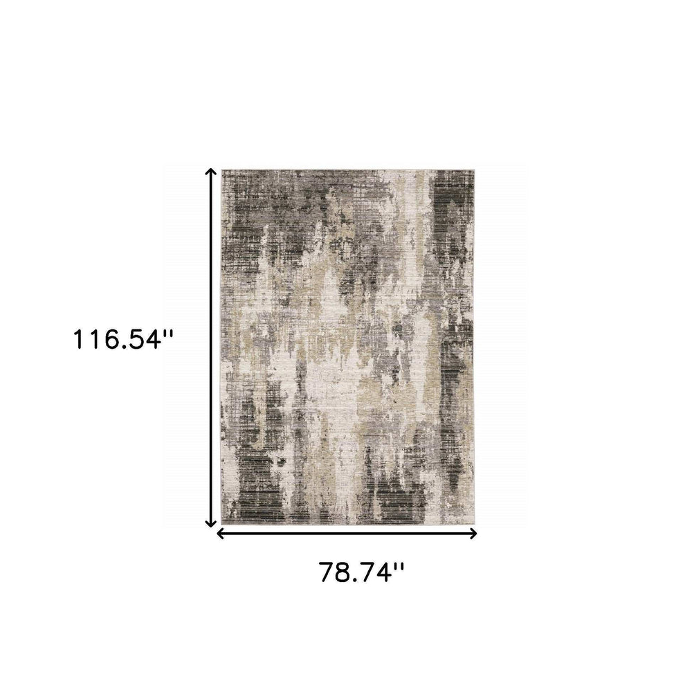 6' X 9' Grey Beige Charcoal Brown Tan And Ivory Abstract Power Loom Stain Resistant Area Rug - Homeroots - Flyclothing LLC