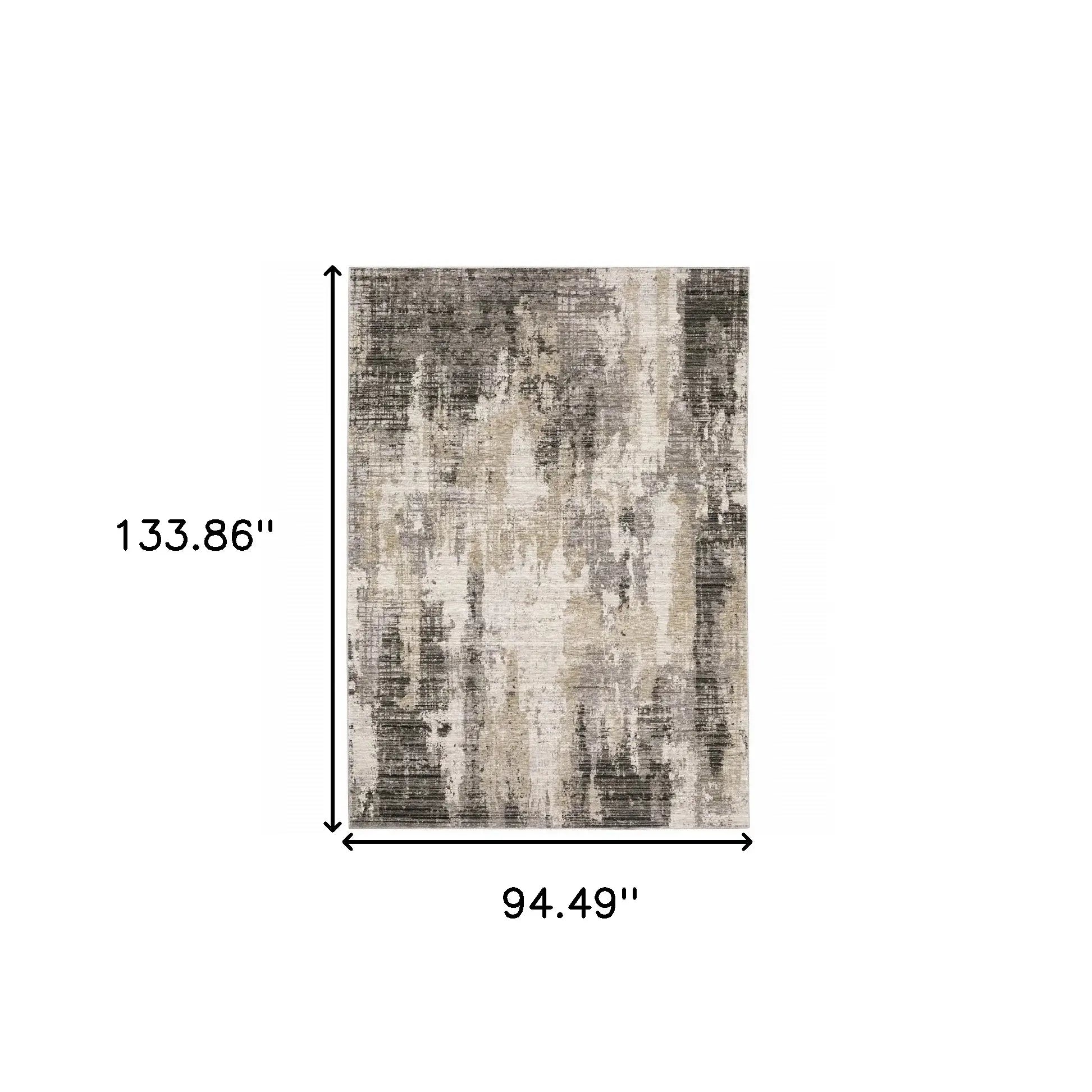 8' X 11' Grey Beige Charcoal Brown Tan And Ivory Abstract Power Loom Stain Resistant Area Rug - Homeroots - Flyclothing LLC