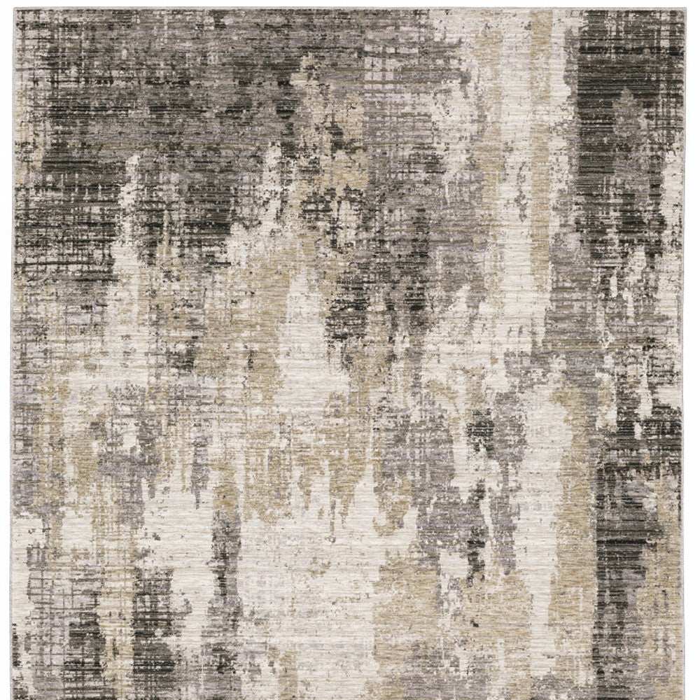 10' X 13' Gray And Ivory Abstract Power Loom Area Rug - Homeroots - Flyclothing LLC