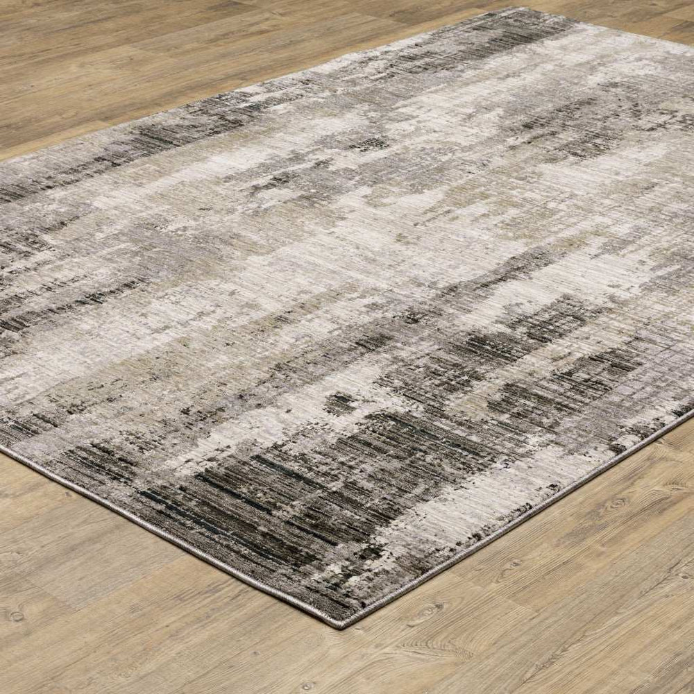 10' X 13' Gray And Ivory Abstract Power Loom Area Rug - Homeroots - Flyclothing LLC