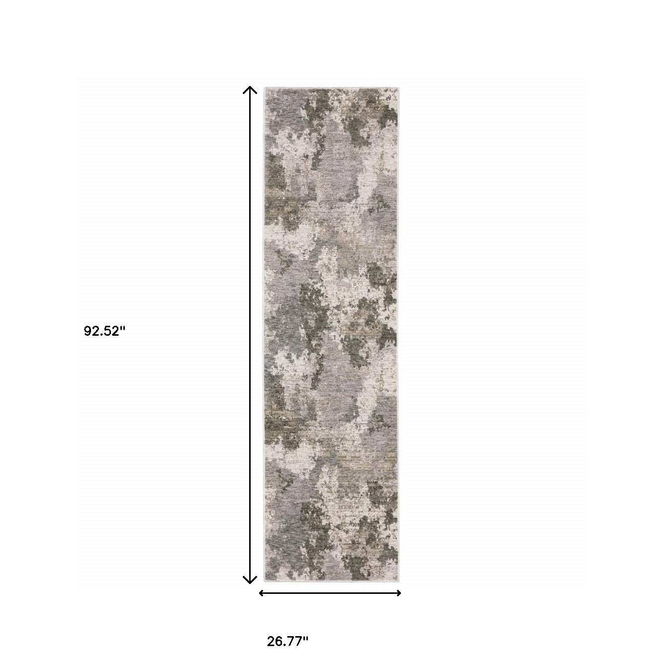 2' X 8' Grey Ivory Beige Tan Brown And Black Abstract Power Loom Stain Resistant Runner Rug - Homeroots - Flyclothing LLC