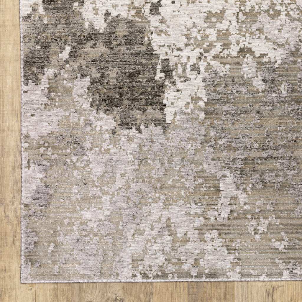 3' X 5' Grey Ivory Beige Tan Brown And Black Abstract Power Loom Stain Resistant Area Rug - Homeroots - Flyclothing LLC