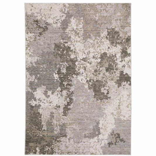 6' X 9' Grey Ivory Beige Tan Brown And Black Abstract Power Loom Stain Resistant Area Rug - Homeroots - Flyclothing LLC