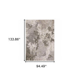 8' X 11' Grey Ivory Beige Tan Brown And Black Abstract Power Loom Stain Resistant Area Rug - Homeroots - Flyclothing LLC