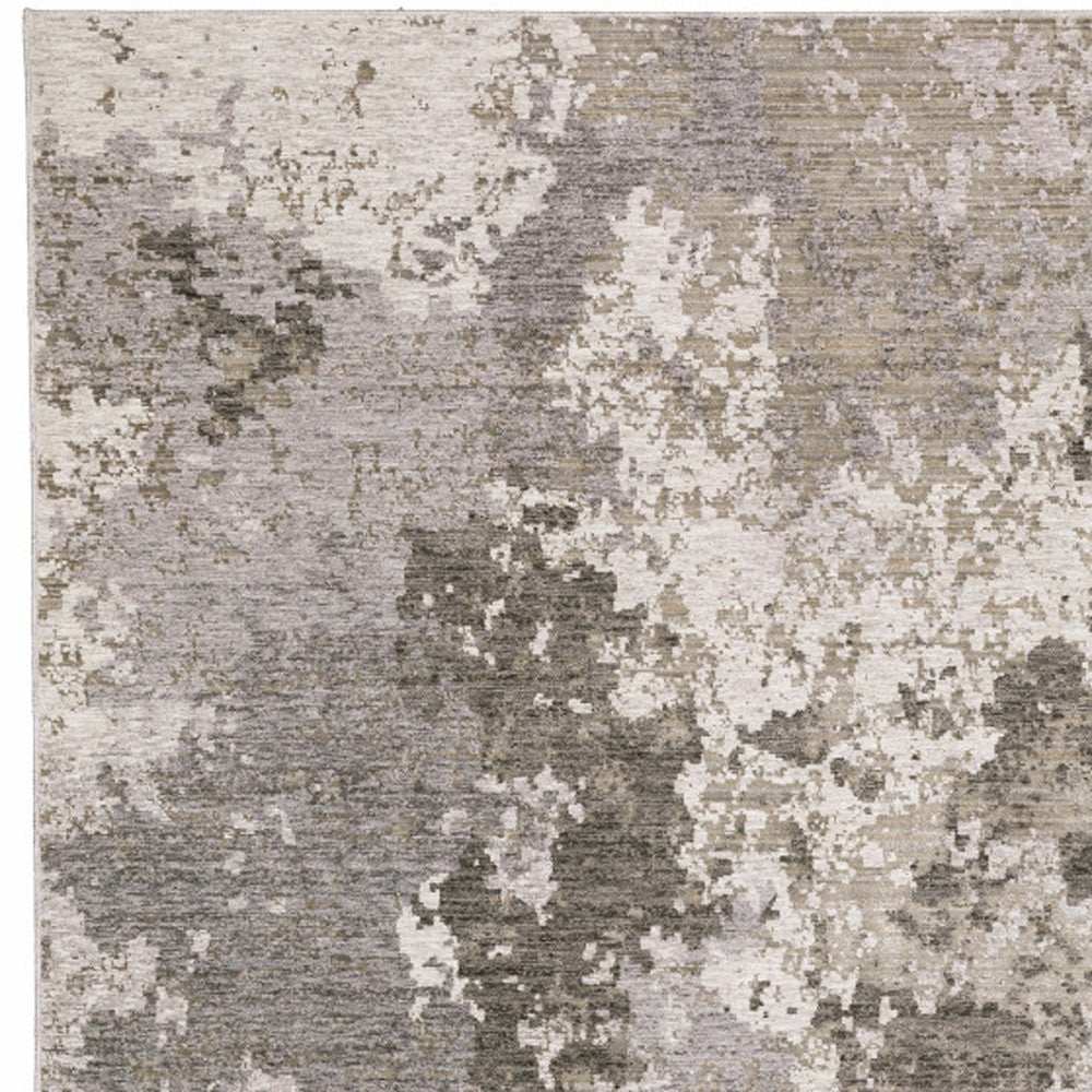 10' X 13' Grey Ivory Beige Tan Brown And Black Abstract Power Loom Stain Resistant Area Rug - Homeroots - Flyclothing LLC
