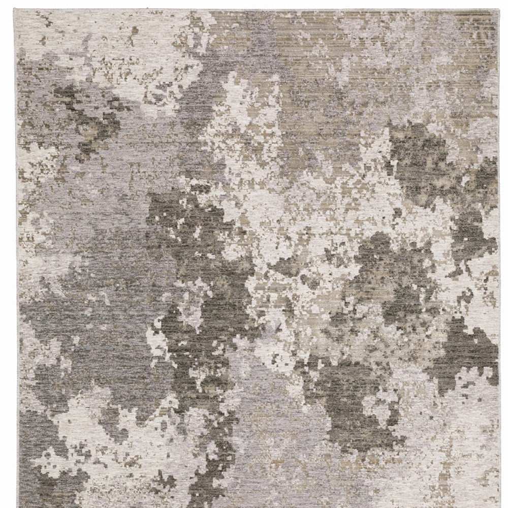 10' X 13' Grey Ivory Beige Tan Brown And Black Abstract Power Loom Stain Resistant Area Rug - Homeroots - Flyclothing LLC